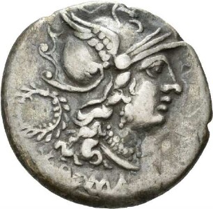 Denar des C. Servilius mit Darstellung der Dioskuren