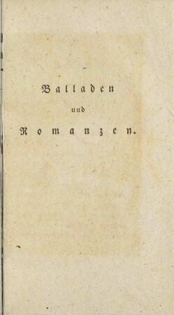 Balladen und Romanzen