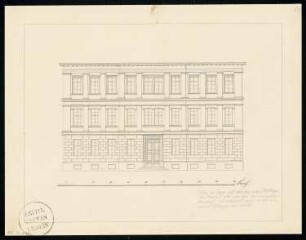Fassade für ein Haus Unter den Linden, Berlin Monatskonkurrenz April 1833: Aufriss Fassade; Maßstabsleiste