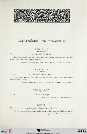 Oelgemälde und Aquarelle (Nr. 1-82)
