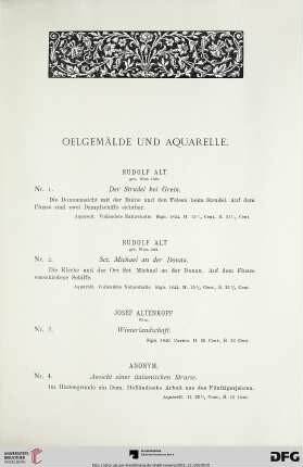 Oelgemälde und Aquarelle (Nr. 1-82)