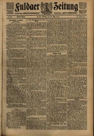 Erste Ausgabe vom Montag, den 30. Mai 1910.