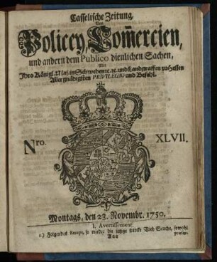Nro. XLVII, Montags, den 23. Novembr. 1750