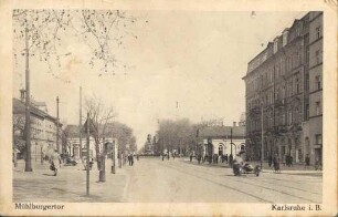 Postkartenalbum. "Mühlburgertor - Karlsruhe i. B.". Mühlburger Tor
