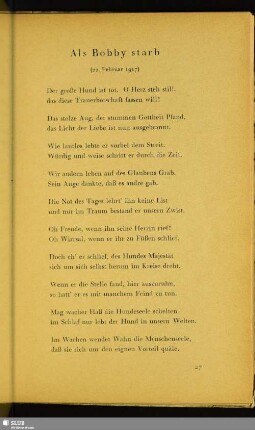 Als Bobby starb : (12. Februar 1917)