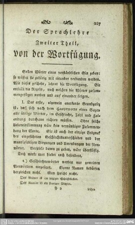 Der Sprachlehre Zweiter Theil, von der Wortfügung