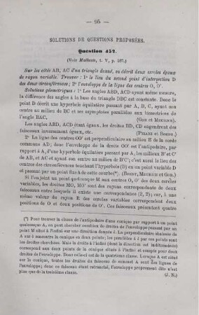 SOLUTIONS DE QUESTIONS PROPOSÉES.