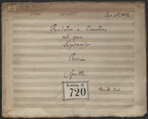 Sigismondo, S, orch, Excerpts - BSB Mus.ms. 2512 : [cover title:] Recitativo e Cavatina // nell'opera // Sigismondo // Rossini // (Spartita. // Henriette Carl.