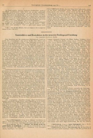 141-148 Konstruktives und Destruktives in der neuesten Kierkegaard-Forschung
