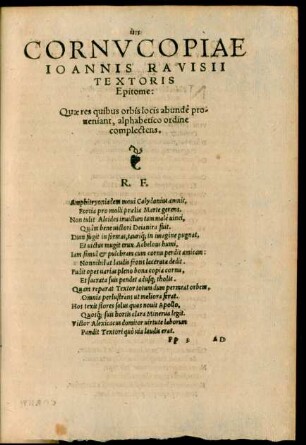 Cornucopiae Ioannis Ravisii Textoris Epitome: