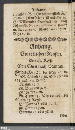 Anhang. Von etlichen Reysen