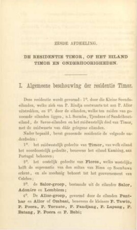 I. Algemeene beschouwing der residentie Timor