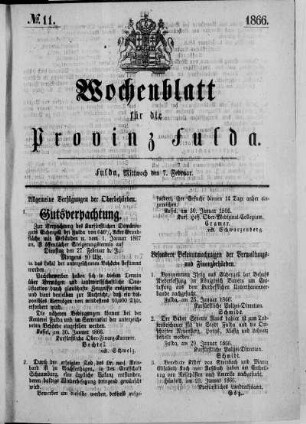 Nr. 11, Ausgabe vom 07. Februar 1866