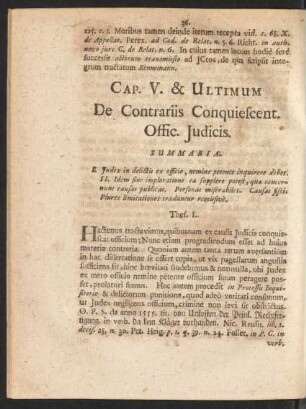 Cap. V. & Ultimum De Contrariis Conquiescent. Offic. Iudicis.