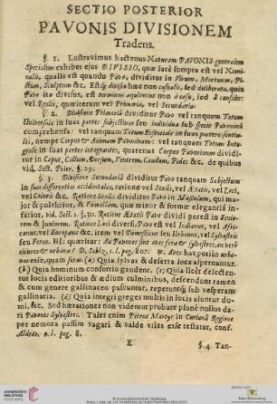 Sectio posterior: Pavonis Divisionem - Tradens