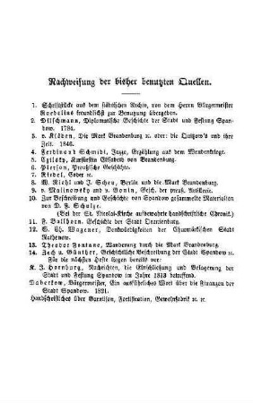 Nachweisung der bisher benutzten Quellen