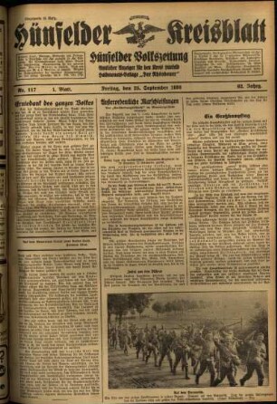 Erste Ausgabe vom Freitag, den 25. September 1936.