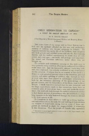 Child Emigration to Canada