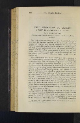 Child Emigration to Canada