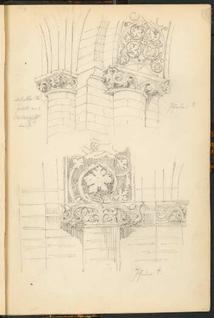 Franziskaner-Klosterkirche, Berlin: Details Pfeiler (aus: Skizzen- und Fotoalbum 1)