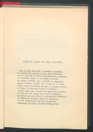 Por el alma de Don Quijote