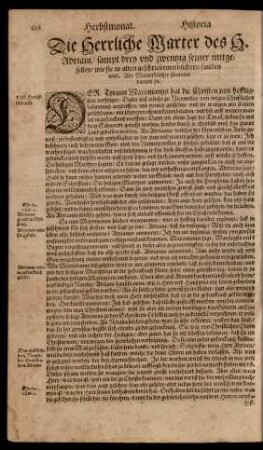 Die Herrliche Marter des H. Adriani/ ...