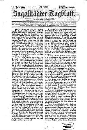 Ingolstädter Tagblatt. 1870, [2] = Jg. 11, Juli - Dez.