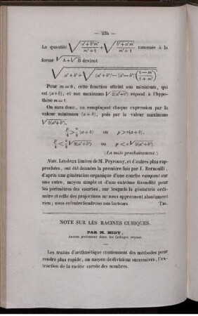 Note sur les racines cubiques.