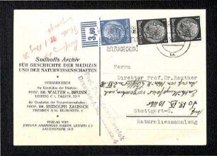Dienstliche Postkarte an Max Rauther