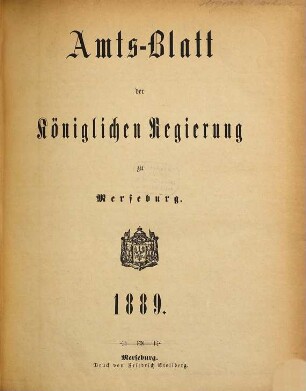 Amtsblatt der Regierung zu Merseburg. 1889