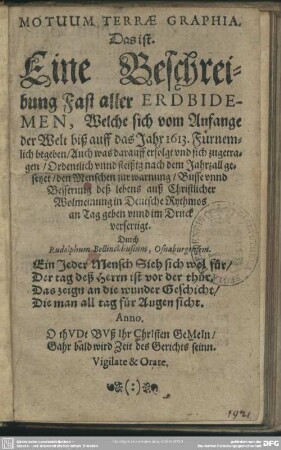 Motuum terrae graphia, Beschreibung aller Erdbidemen