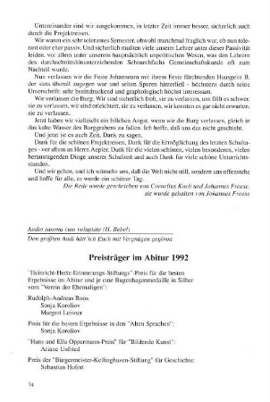 Preisträger im Abitur 1992