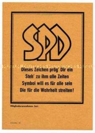 Flugblatt mit Mitgliederwerbung für die SPD