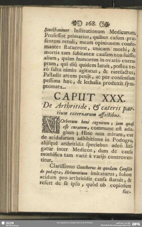 Caput XXX. De Arthritide, & caeteris partium externarum affectibus