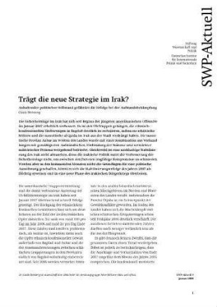 Trägt die neue Strategie im Irak? : anhaltender politischer Stillstand gefährdet die Erfolge bei der Aufstandsbekämpfung