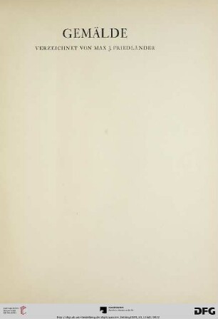 Gemälde verzeichnet von Max J. Friedländer (Nr. 1-31)