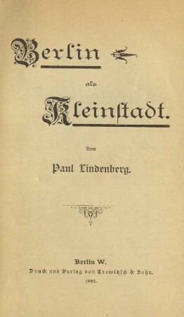 Berlin als Kleinstadt