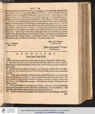 Aphorismi. Oder kurtze Lehr-Sätze