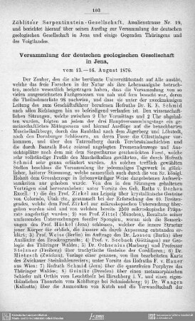 Versammlung der deutschen geologischen Gesellschaft in Jena, vom 13.-16. August 1876
