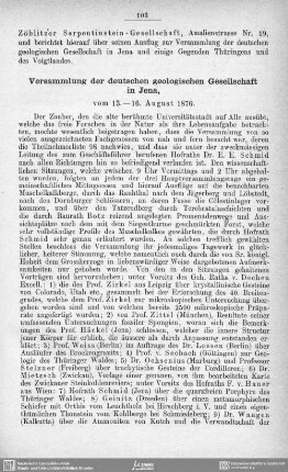 Versammlung der deutschen geologischen Gesellschaft in Jena, vom 13.-16. August 1876