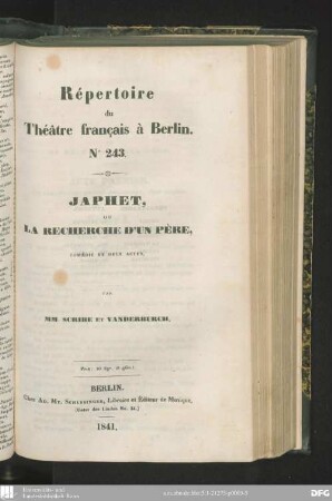 Japhet, ou la recherche d'un père : comédie en deux actes