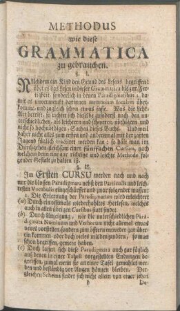 Methodus wie diese Grammatica zu gebrauchen.
