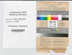 Entnazifizierung Ferdinand Vandicken, geb. 27.11.1890 (Polizeibeamter)