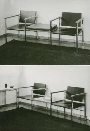 Wilde + Spieth Stahlrohrsessel und -tisch "SBM 680" von Karl Heinz Bergmiller und Ernst Moeckl