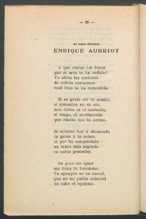 Al tenor oriental Enrique Aubriot