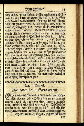 Das V. Capitel. Von denen sieben Sacramenten.