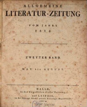 Allgemeine Literatur-Zeitung : ALZ ; auf das Jahr .... 1814, 2