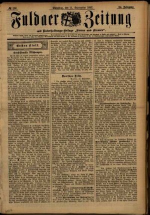 Erste Ausgabe vom Samstag, den 11. September 1897.