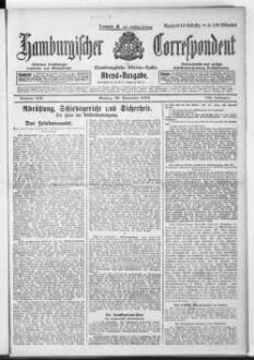 Hamburgischer Correspondent und Hamburgische Börsen-Halle : ältestes Hamburger Handels- u. Börsenbl. ; bedeutendste u. größte Schiffahrts-Zeitung Deutschlands, Abendausgabe