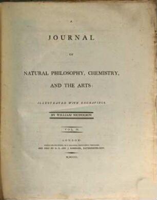 Journal of natural philosophy, chemistry and the arts, 4. 1800/01